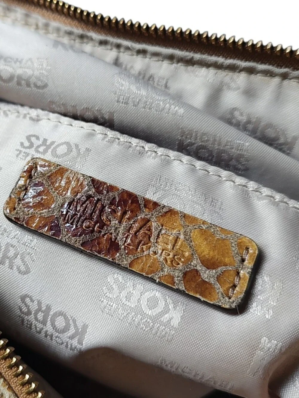 Michael Kors Brown Snake-Print Leather Hobo Bag